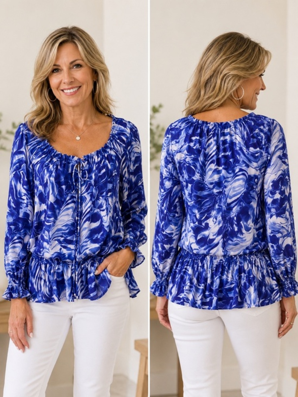 Cynthia Steffe blouson peplum top Size M